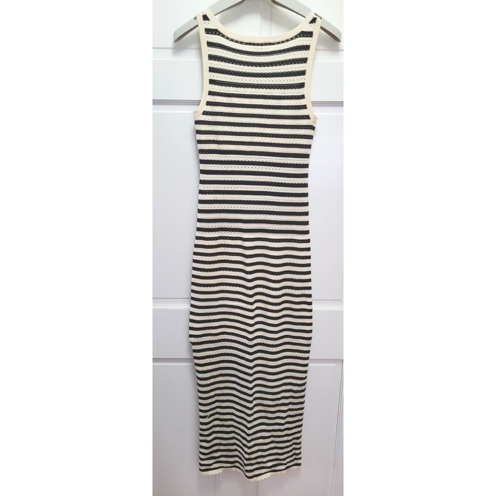 Amanda Uprichard Women's Seine Sleeveless Stripe Maxi Dress - Black/Cream - M - Picture 4 of 7